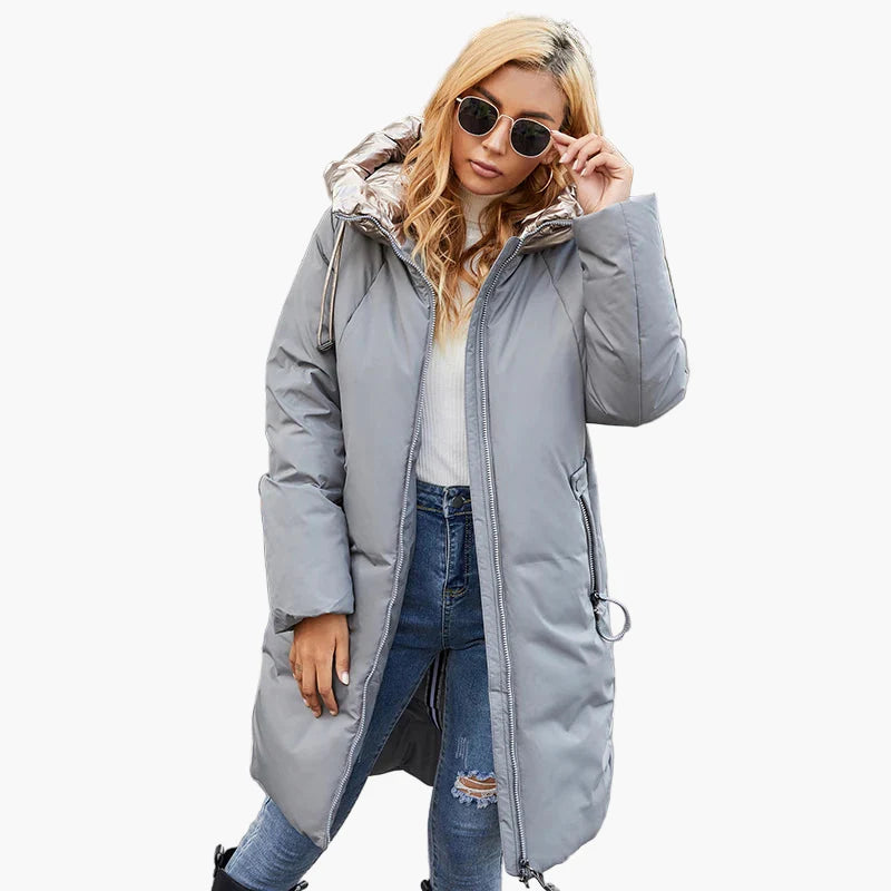 Dam Parkas Vinterjacka Lång, Modern Stil, Perfekt för Kallt Väder