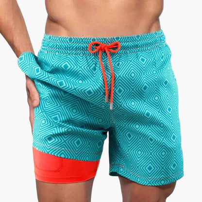 Herrarnas badshorts med innerbyxa – Snabbtorkande, sportig strandstil för aktiva dagar