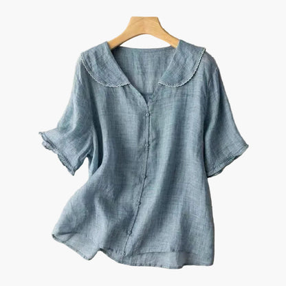 Dam Blus med Vintagekrage och Avslappnad Passform – Perfekt för Vardag och Arbete