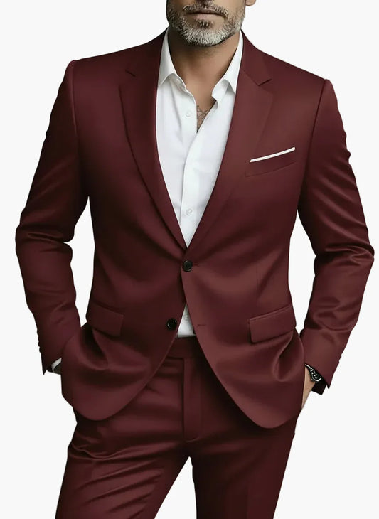 Herrkostym Modern Slim Fit Tvådelad – Stilren Affär & Festkostym