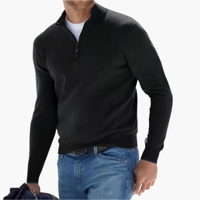 Herrtröja med halv dragkedja – Elegant och mångsidig stickad pullover för vardag och fritid