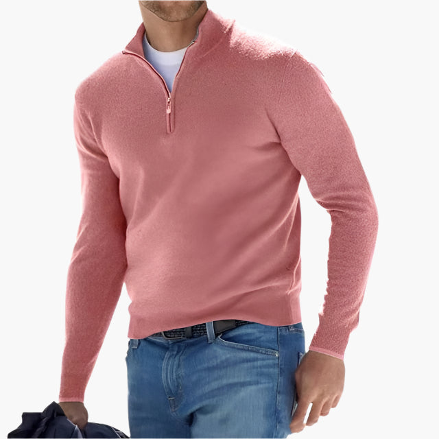 Herrtröja med halv dragkedja – Elegant och mångsidig stickad pullover för vardag och fritid
