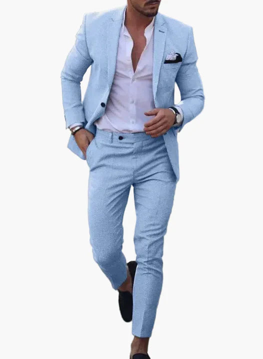 Herr Elegant Sommarkostym – 2-delad Modern Festkostym för Bröllop och Sommarevent