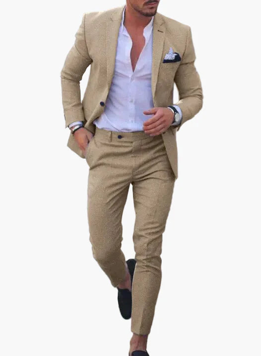 Herr Elegant Sommarkostym – 2-delad Modern Festkostym för Bröllop och Sommarevent