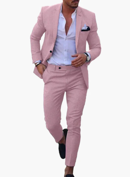 Herr Elegant Sommarkostym – 2-delad Modern Festkostym för Bröllop och Sommarevent