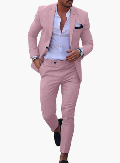 Herr Elegant Sommarkostym – 2-delad Modern Festkostym för Bröllop och Sommarevent