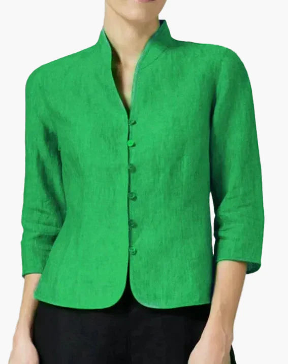 Dam Blus Kavajstil Ståkrage Elegant Vardags- och Kontorsbruk