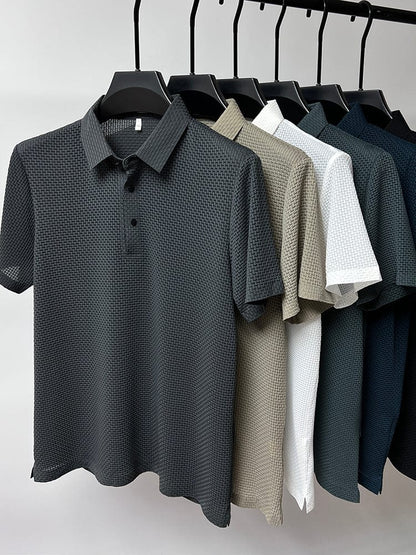 Herr Pikétröja Elegant Textur – Perfekt för Sommar och Fritid
