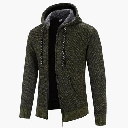 Herrar Stickad Hoodie med Dragkedja – Varm och Stilren för Höst och Vinter
