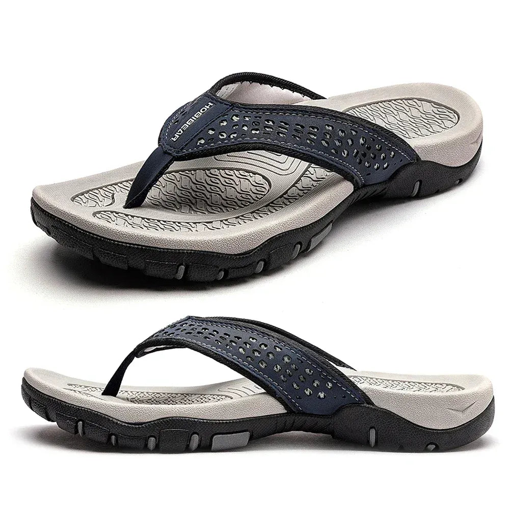 Herrsandal Flip-Flop Sport med Stötdämpning och Fotvalvsstöd – Perfekt för Strand, Promenader och Vardag