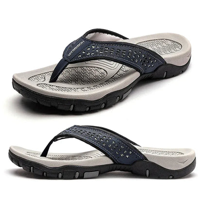 Herrsandal Flip-Flop Sport med Stötdämpning och Fotvalvsstöd – Perfekt för Strand, Promenader och Vardag