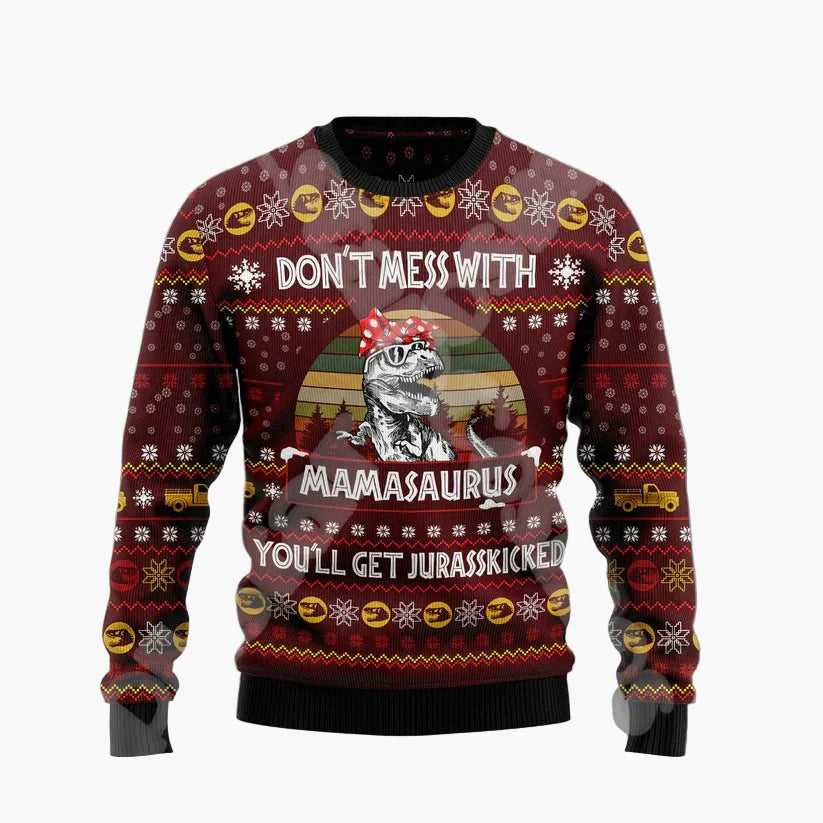 Herr Jultröja Rolig Ugly Christmas Sweater med Sittande Tomte på Skorsten – Perfekt för Julfester