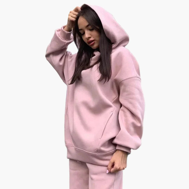 Damernas Lounge Set med Hoodie och Byxa – Avslappnad och Trendig Vardagsstil