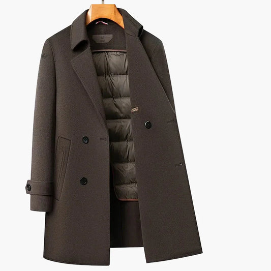 Herr Dubbelknäppt Elegant Vinterrock – Klassisk Stil för Affär och Fritid