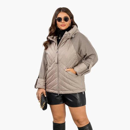 Damjacka quiltad vinter casual elegant plus size med huva