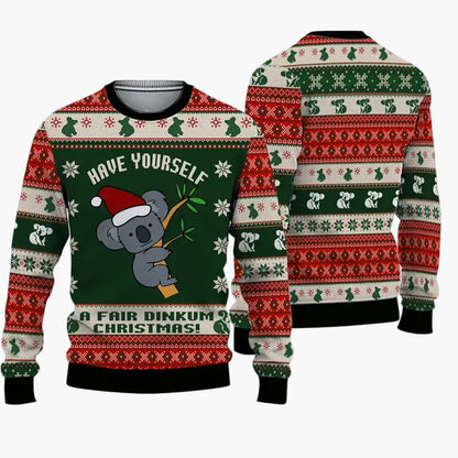Herr Jultröja Ugly Christmas Sweater Christmas Bros med Tomten och Jesus – Rolig Festtröja