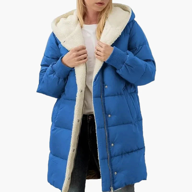 Dam Vinterjacka Lång Puffer Varm Fritidsstil med Huva