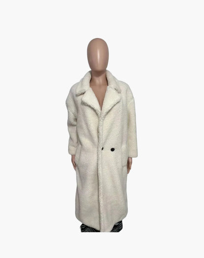 Dam Teddy Pälsrock Lång Oversize Vinterjacka Trendig