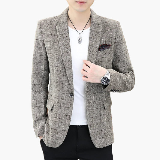 Herr Elegant Rutmönstrad Kavaj för Kontor och Fest – Modern Slim Fit Blazer