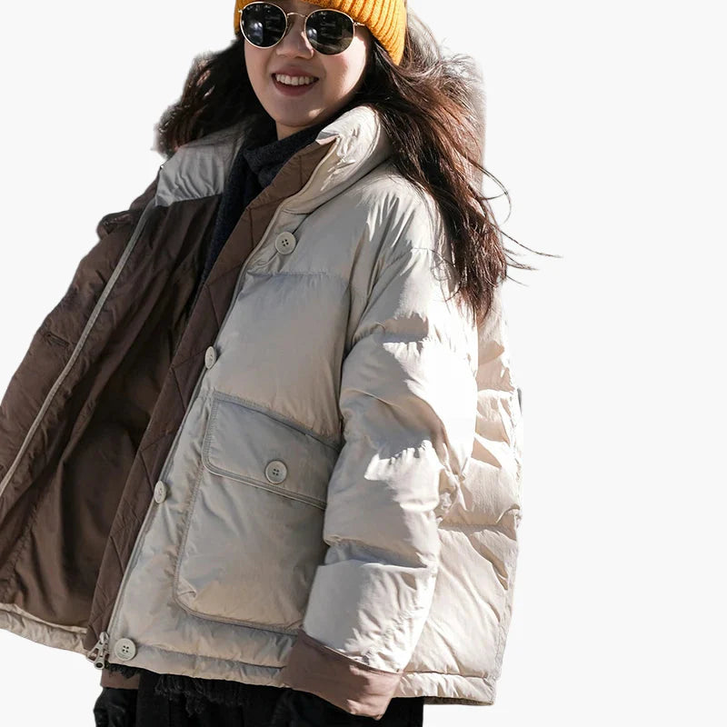 Dam Vinterjacka Kort Puffer Varm Stad & Fritidsstil