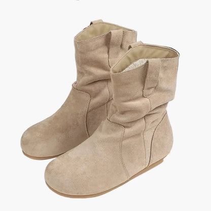 Damers slouchiga modeboots med låg klack för vardagsbruk