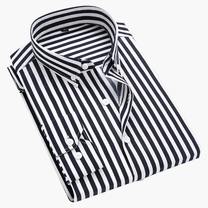 Herr Skjorta Randig Affärs- och Fritidsstil – Elegant Button-Down