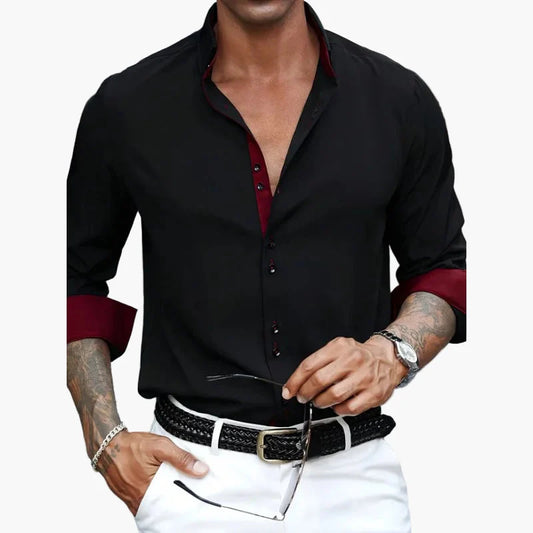 Herr Skjorta Slim Fit Elegant Festkläder Vardagsstil
