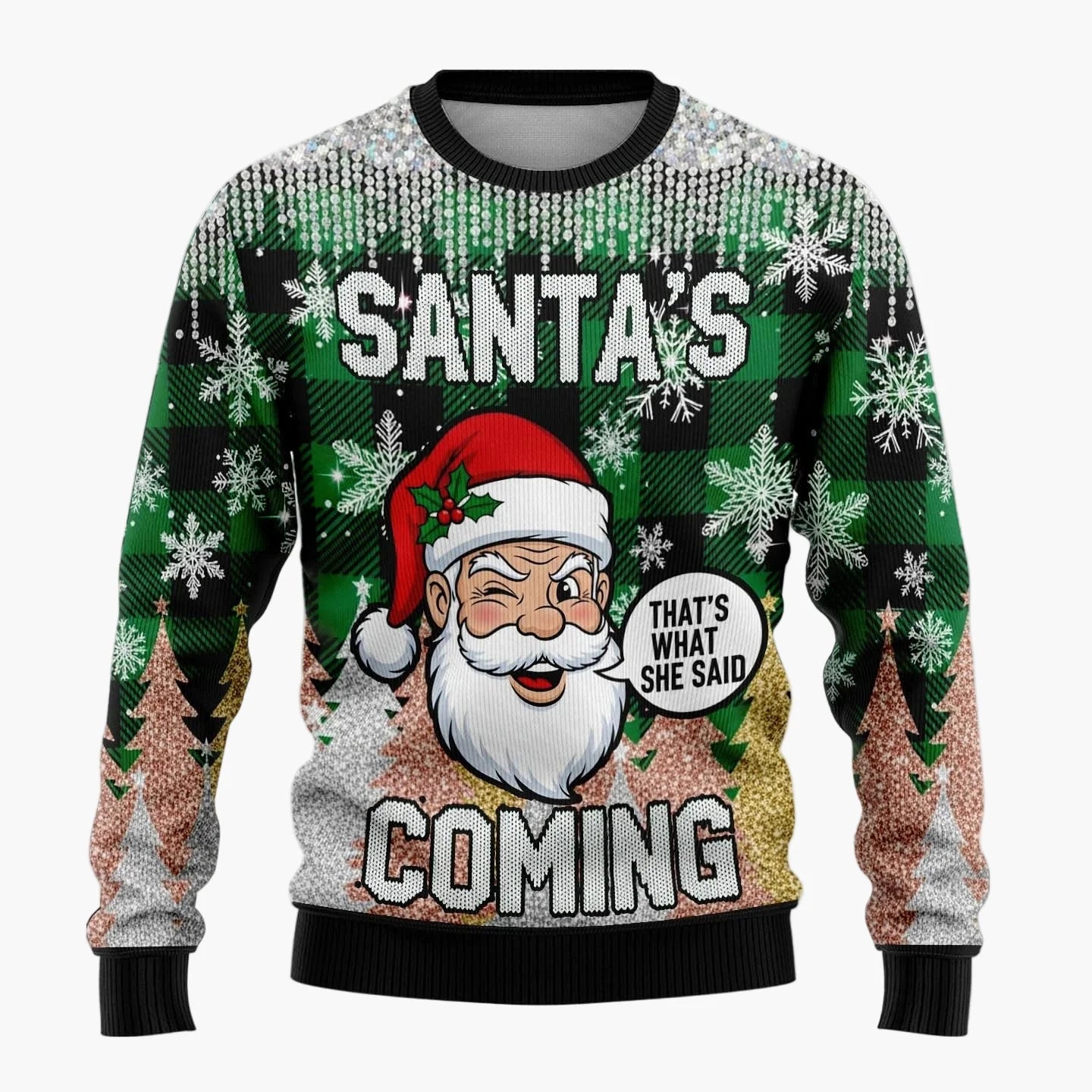 Herr Rolig Jultröja med Skämtsam Tomte och Julgran – Perfekt för Julfester och Ugly Christmas Sweater-tävlingar