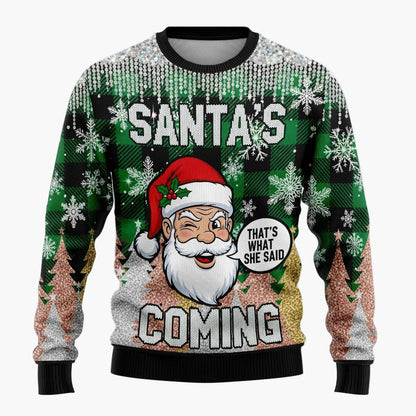 Herr Rolig Jultröja med Skämtsam Tomte och Julgran – Perfekt för Julfester och Ugly Christmas Sweater-tävlingar