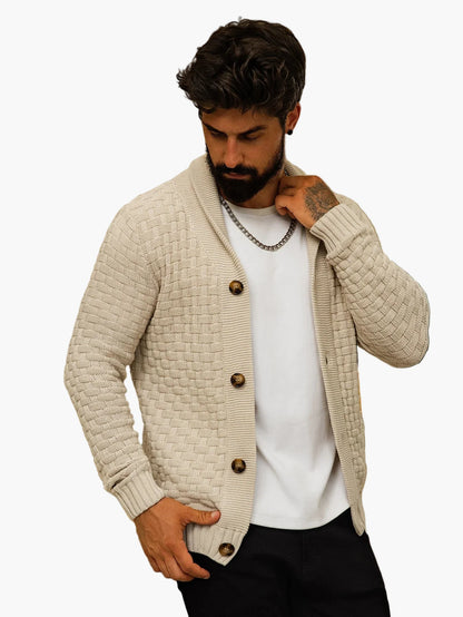 Herrkofta med avslappnad öppen design – stickad vardagskofta för stil och komfort
