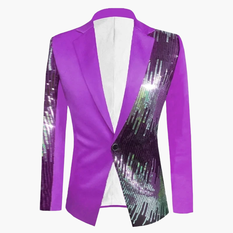 Herrkavaj Fest Blazer med Paljettdetaljer och Unik Design – Perfekt för Kvällsbruk och Evenemang