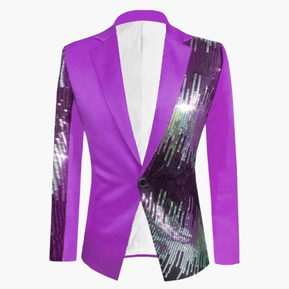 Herrkavaj Fest Blazer med Paljettdetaljer och Unik Design – Perfekt för Kvällsbruk och Evenemang