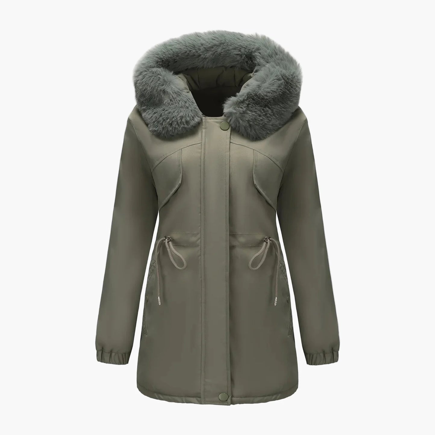Dam Parkas Vinterjacka med Pälsluva – Elegant Varm Ytterplagg