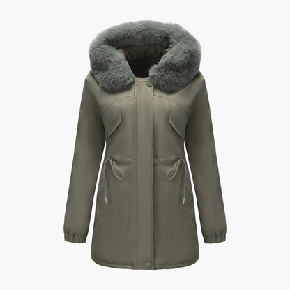 Dam Parkas Vinterjacka med Pälsluva – Elegant Varm Ytterplagg