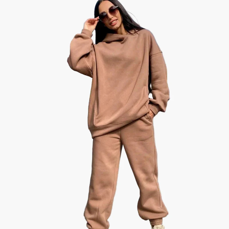 Damernas Lounge Set med Hoodie och Byxa – Avslappnad och Trendig Vardagsstil