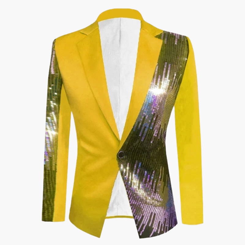 Herrkavaj Fest Blazer med Paljettdetaljer och Unik Design – Perfekt för Kvällsbruk och Evenemang