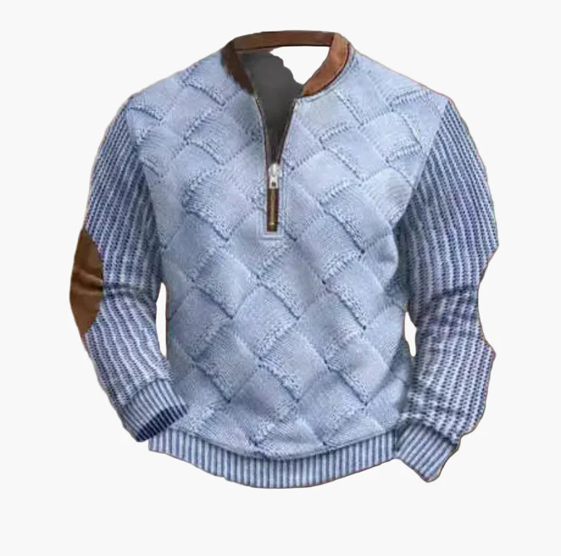 Herr Halvzip Tröja – Varm Stickad Sweatshirt för Höst/Vinter – Modern och Bekväm