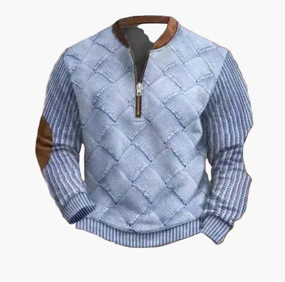 Herr Halvzip Tröja – Varm Stickad Sweatshirt för Höst/Vinter – Modern och Bekväm