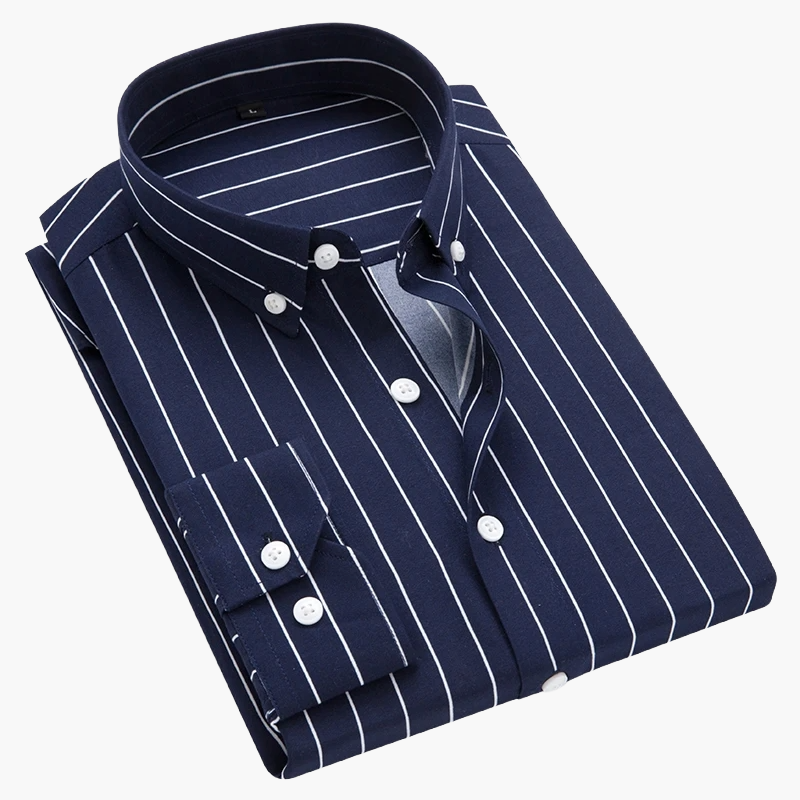 Herr Skjorta Randig Affärs- och Fritidsstil – Elegant Button-Down