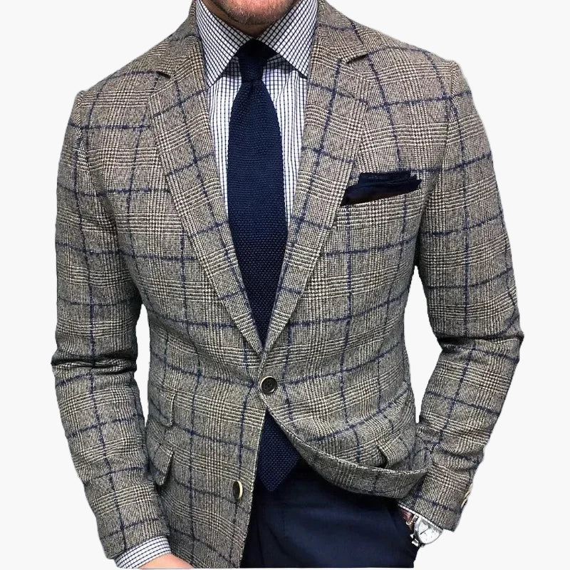 Herr Elegant Rutig Kavaj – Moderiktig Blazer för Affärs- och Fritidsbruk