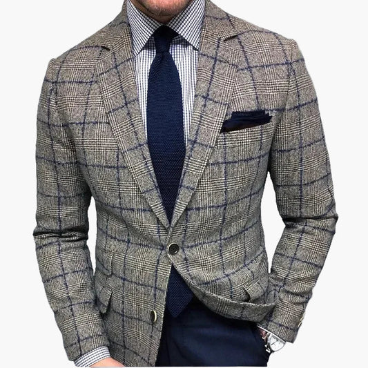 Herr Elegant Rutig Kavaj – Moderiktig Blazer för Affärs- och Fritidsbruk