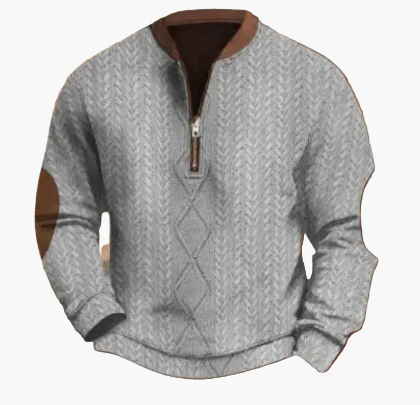 Herr Halvzip Tröja – Varm Stickad Sweatshirt för Höst/Vinter – Modern och Bekväm
