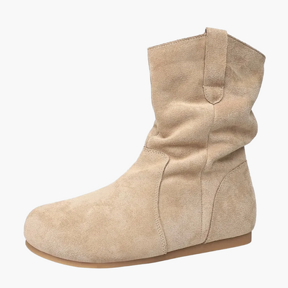 Damers slouchiga modeboots med låg klack för vardagsbruk