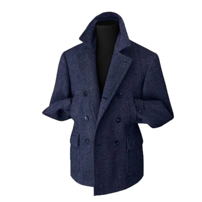 Herr Dubbelknäppt Kavaj – Klassisk Herringbone Vintage Blazer för Fest och Vardag