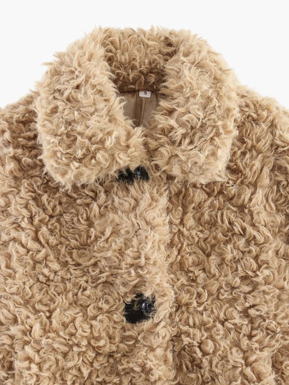 Dam Teddyjacka Kort Trendig Vinterjacka för Avslappnad Stil
