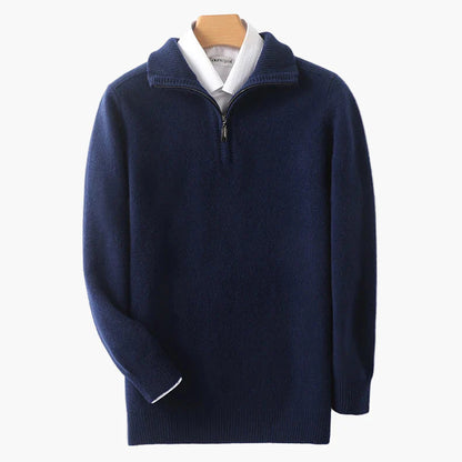 Herr Halvzip Stickad Tröja – Klassisk och Varm Pullover för Vardag och Kontor