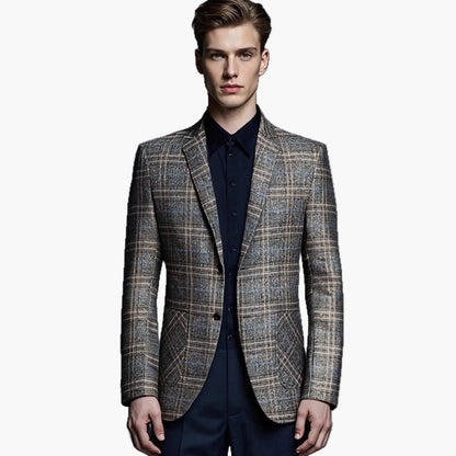 Herr Elegant Rutig Kavaj för Affär och Fest – Modern Slim Fit Blazer