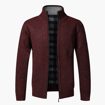 Herrstickad cardigan med dragkedja – elegant och varm höstjacka