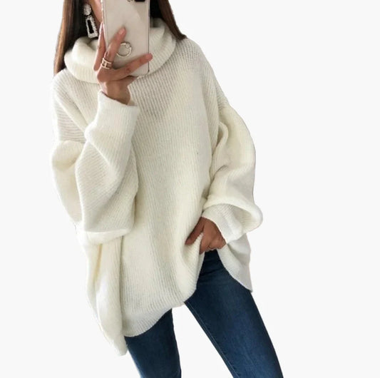 Damtröja Oversized Polotröja Vardagsstil Stickad Pullover