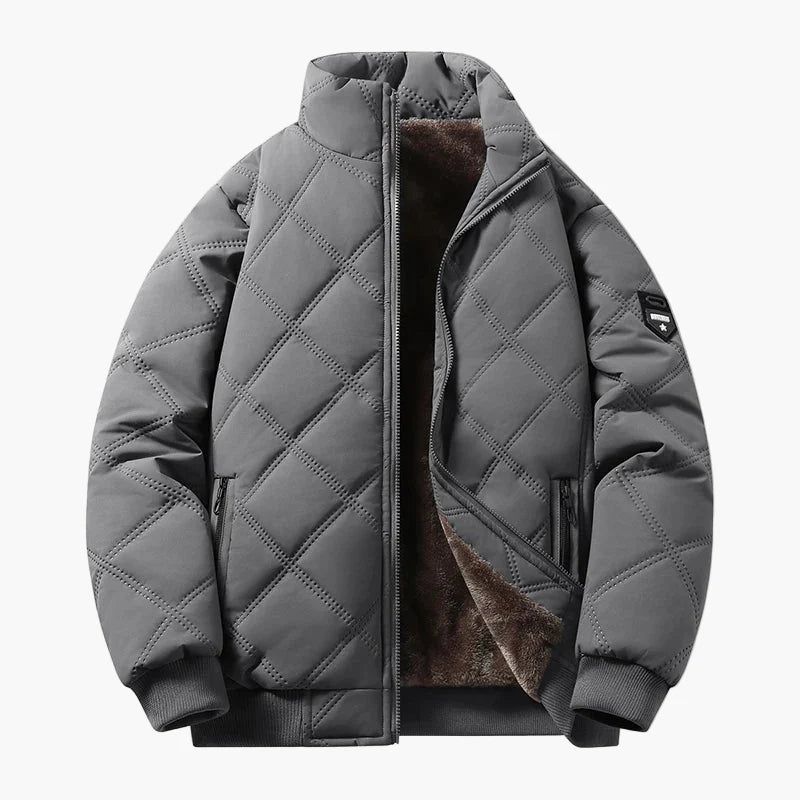 Herr quiltad vinterjacka med varm fleece, casual och sportig stil – perfekt för kalla dagar